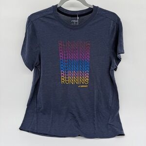 Brooks Distance Graphic Running Shirt Heather Navy Blue XL 221469459.040 NWT